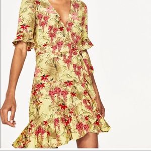 Zara floral wrap dress.